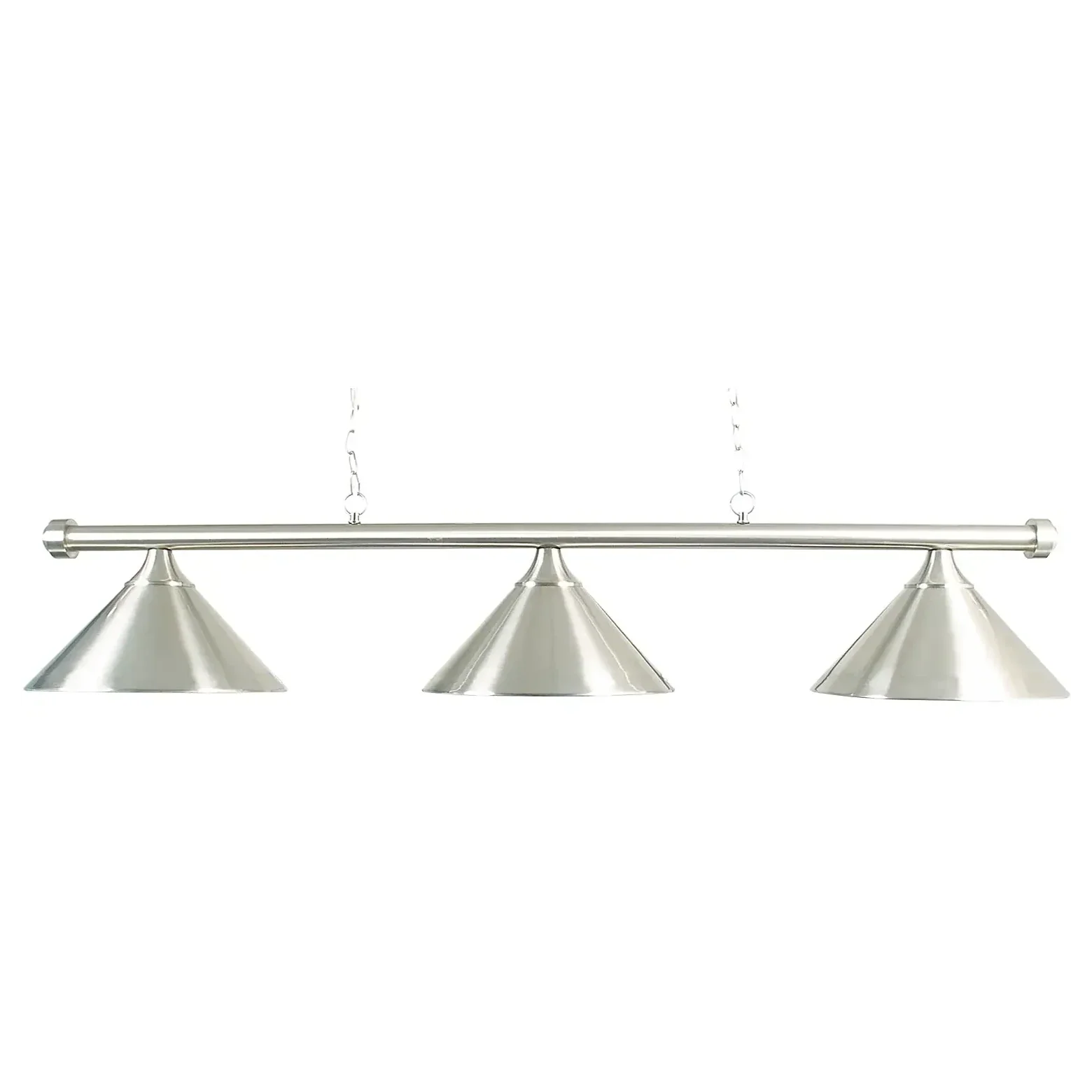 Brushed Steel Light Bar With Three Brushed Steel Shades