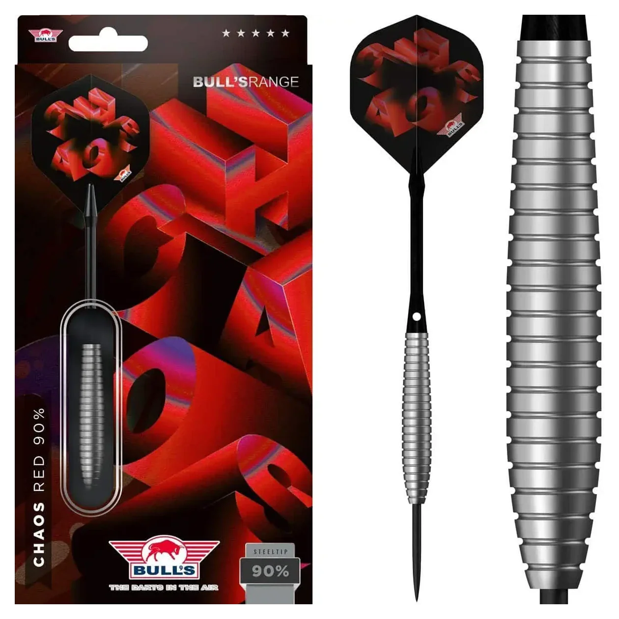 Bulls NL Chaos Red 90% Tungsten Steel Tip Darts 26g - Image 5