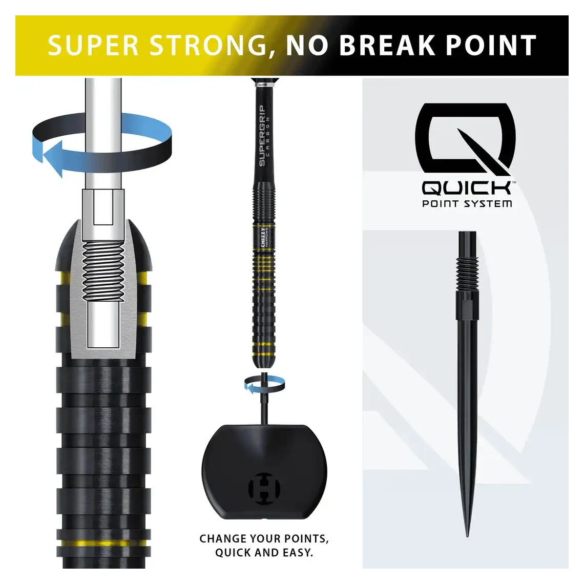 Harrows Chizzy Series 3 | Quick Point | 90% Tungsten Steel Tip Darts | 23g - Image 3