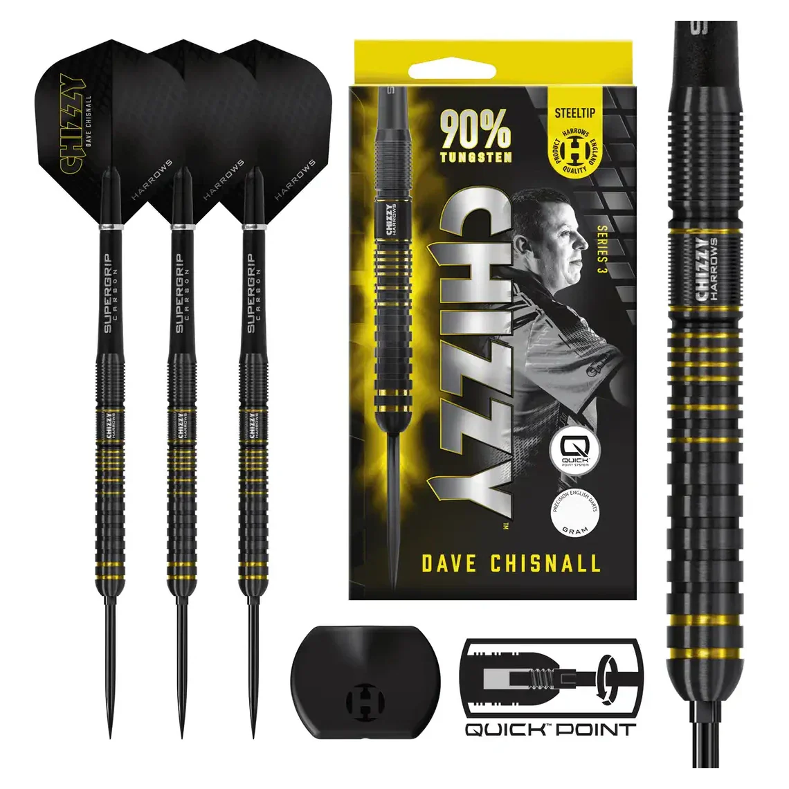 Harrows Chizzy Series 3 | Quick Point | 90% Tungsten Steel Tip Darts | 23g - Image 5