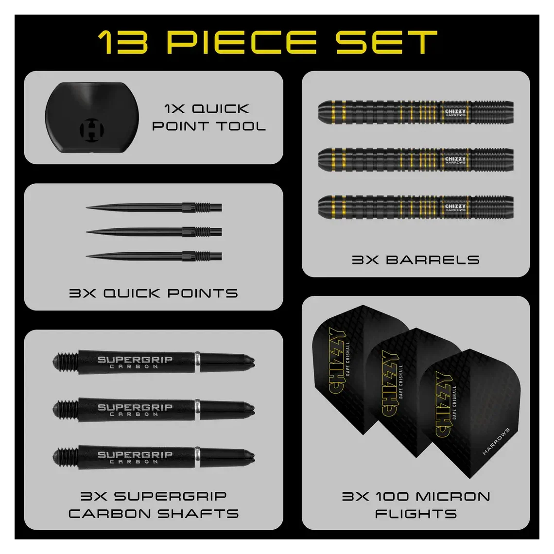 Harrows Chizzy Series 3 | Quick Point | 90% Tungsten Steel Tip Darts | 23g - Image 6