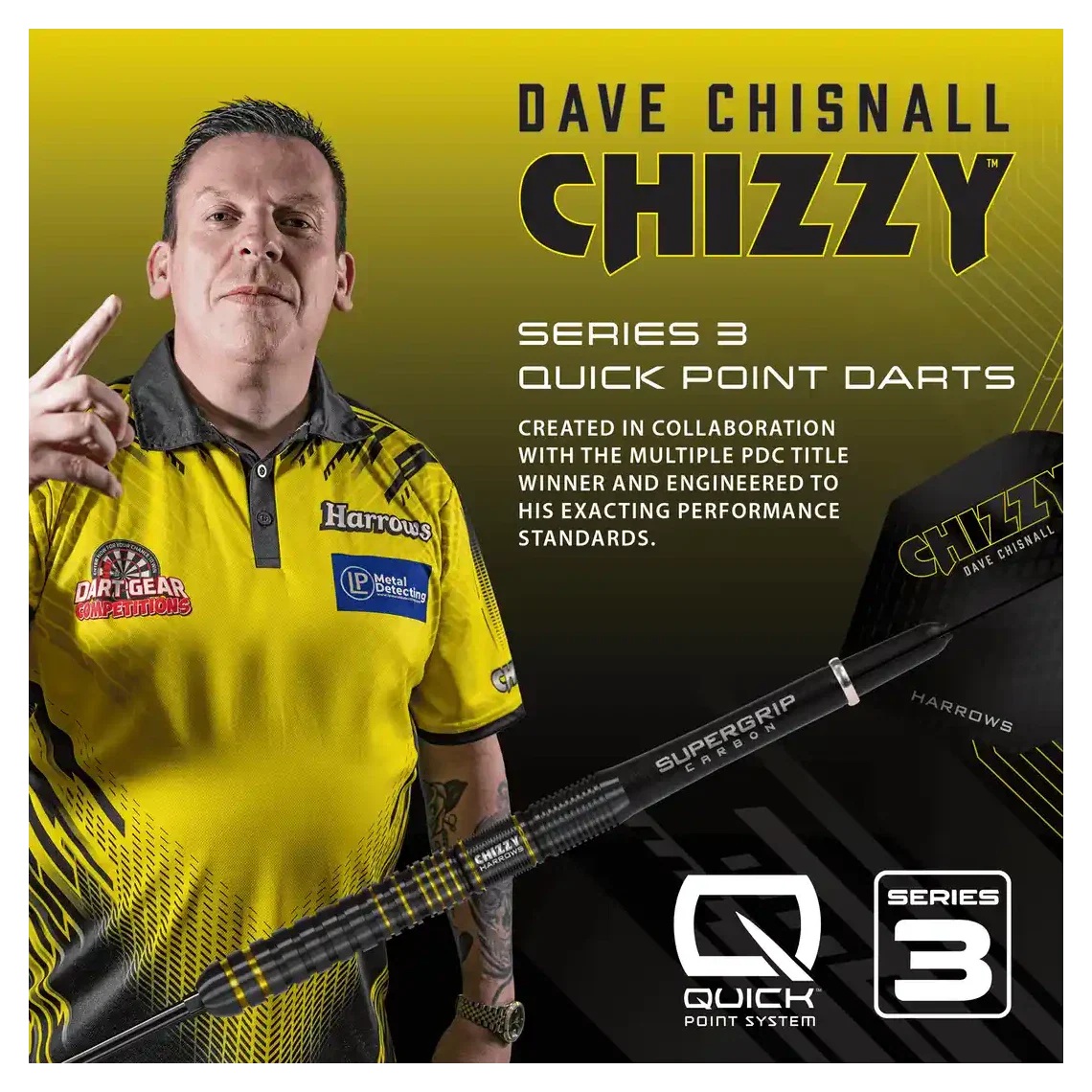 Harrows Chizzy Series 3 | Quick Point | 90% Tungsten Steel Tip Darts | 23g - Image 7