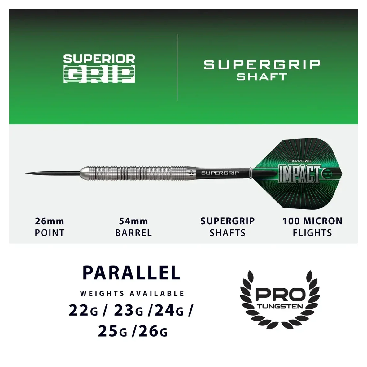 Harrows Impact Premium Tungsten Steel Tip Darts 24g - Image 3