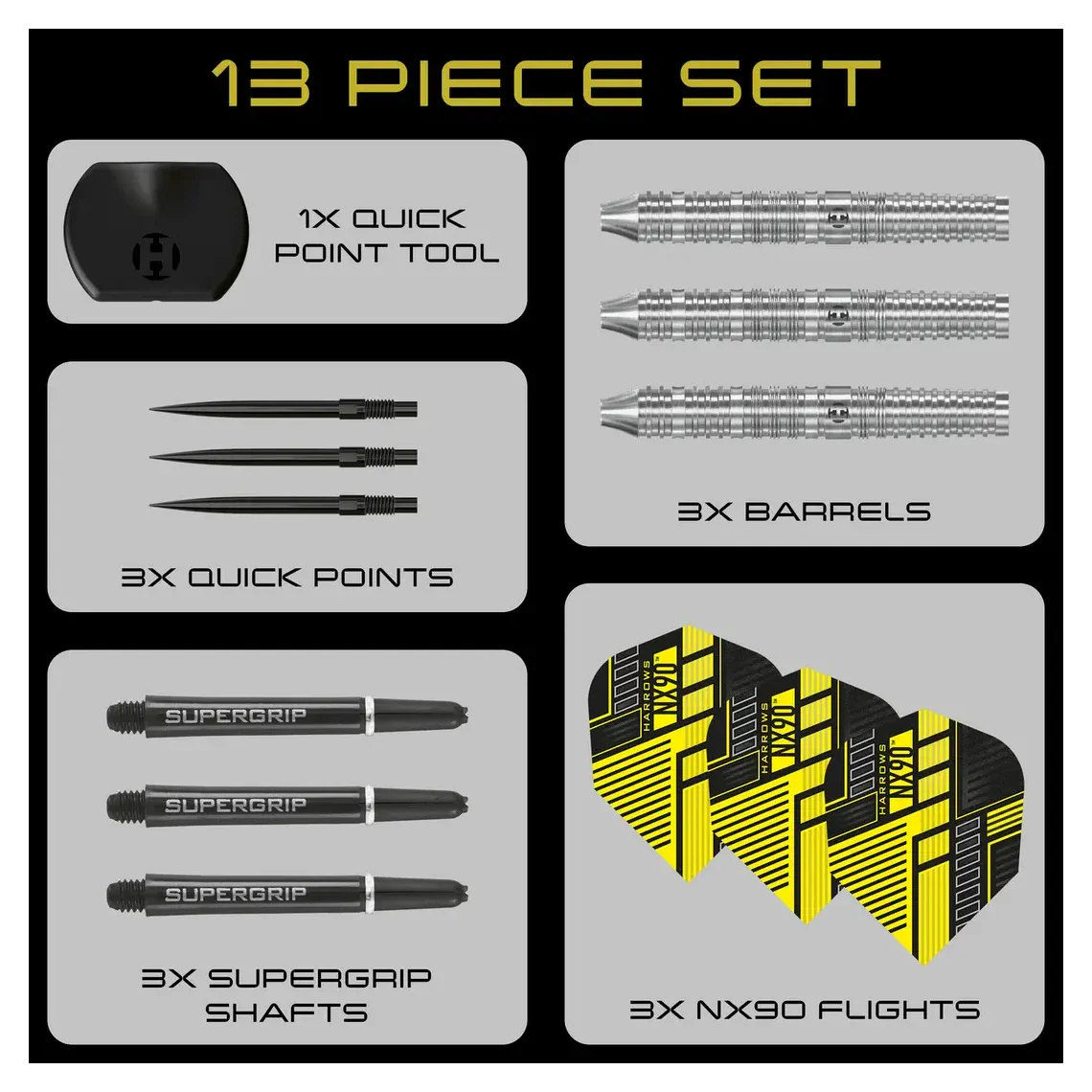 Harrows NX90 | Parallel | Quick Point | 90% Tungsten Steel Tip Darts | 24g - Image 7