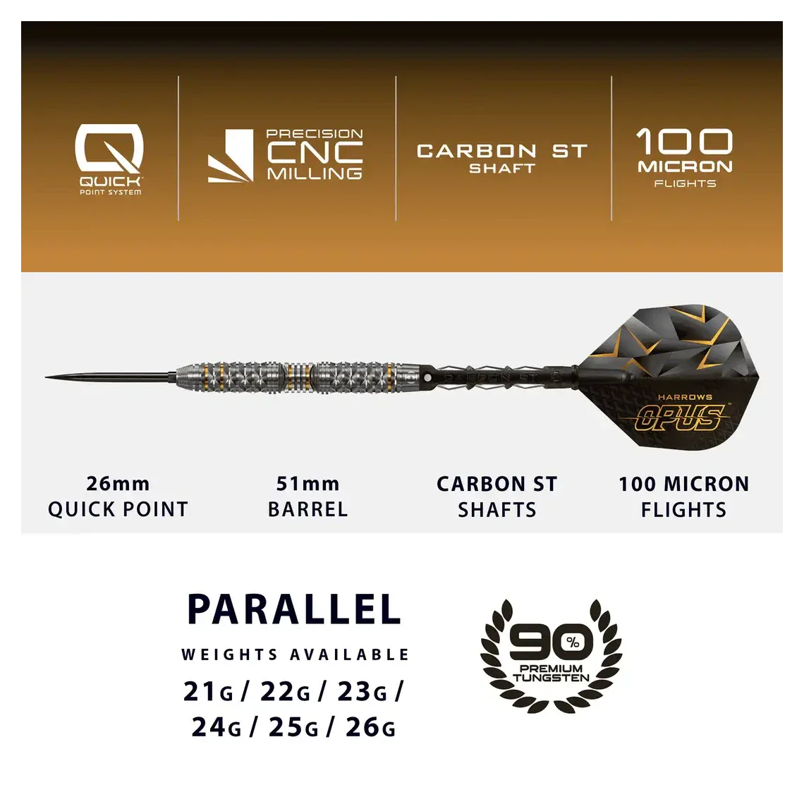 Harrows Opus | Quick Point | 90% Tungsten Steel Tip Darts | 23g - Image 5