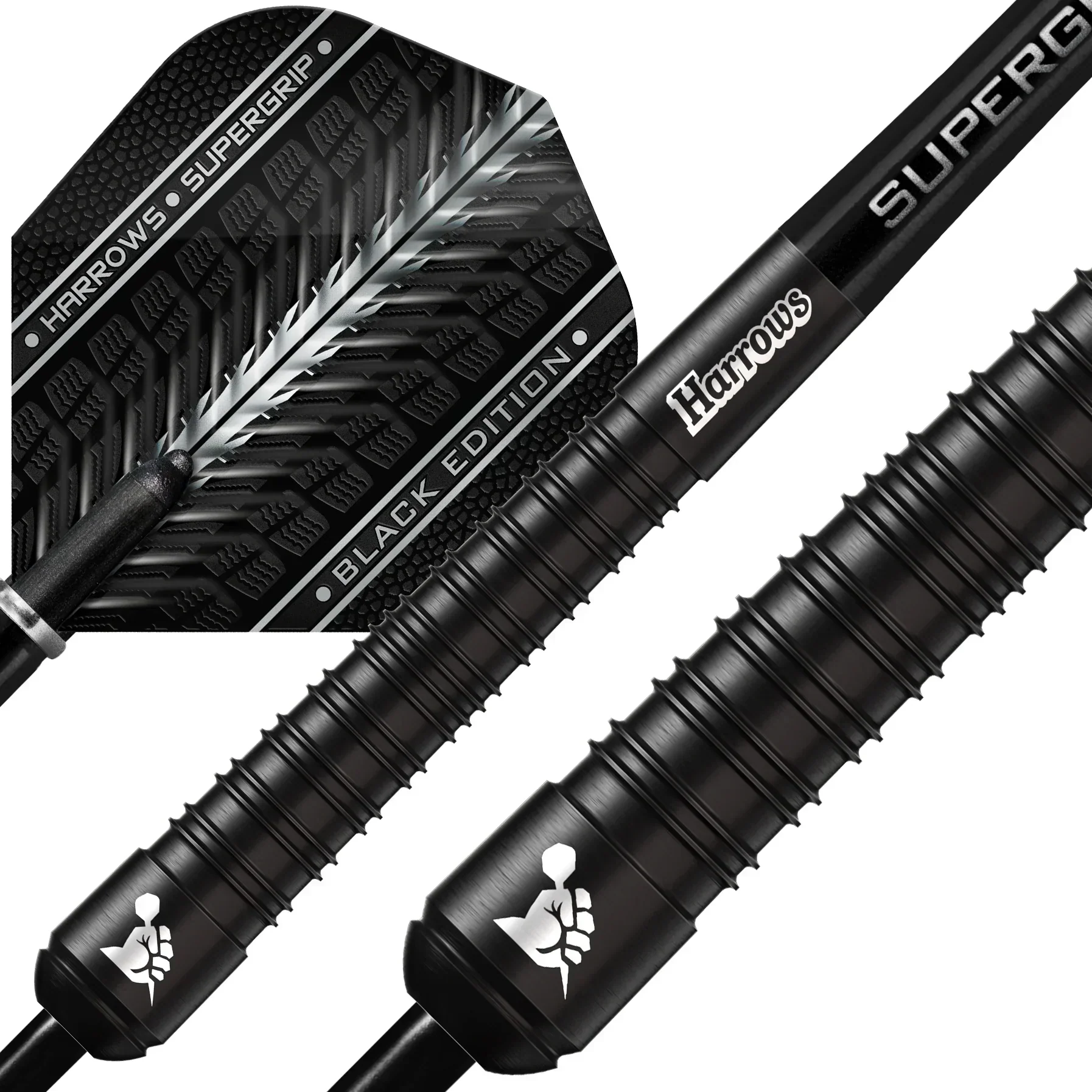 Harrows SUPERGRIP Black Edition 90% Tungsten Steel Tip Darts 28g - Image 3