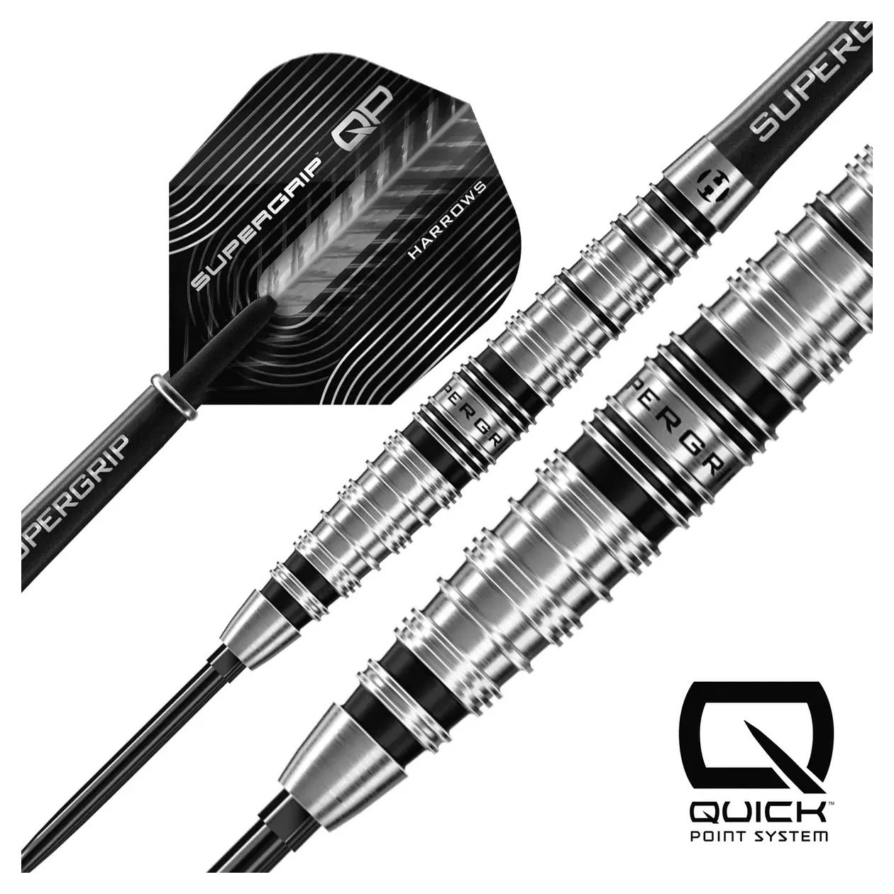 Harrows Supergrip QP Torpedo 90% Tungsten Steel Tip Darts - 22g - Image 2