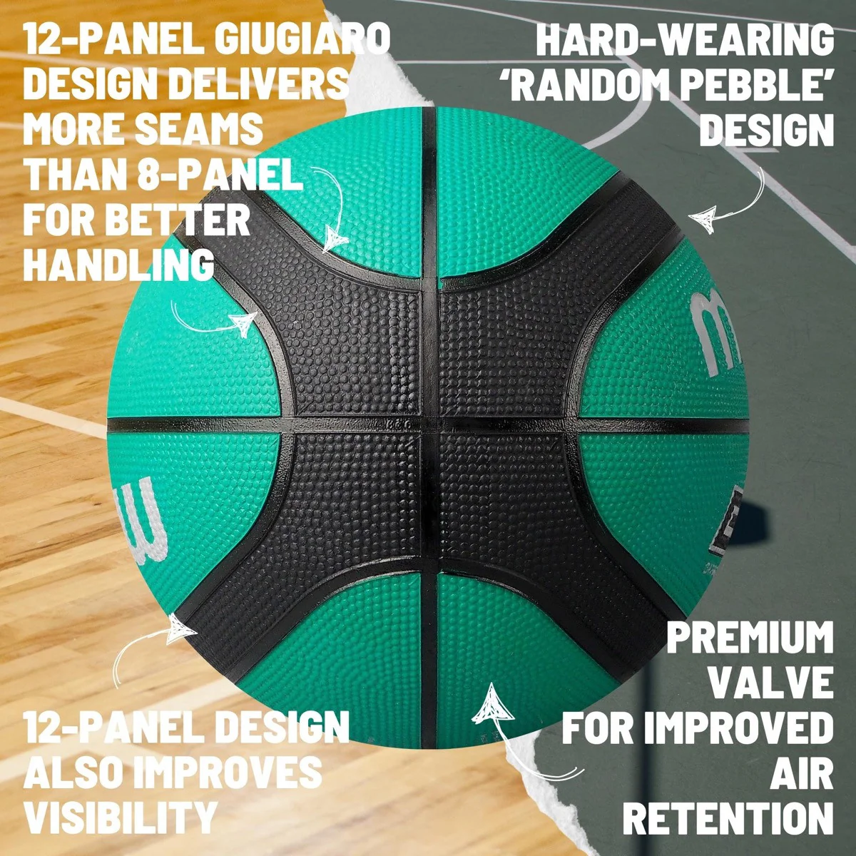 Molten BGR Rubber Basketball - Size 7 (Official Size & Weight) - Green / Black - Image 3