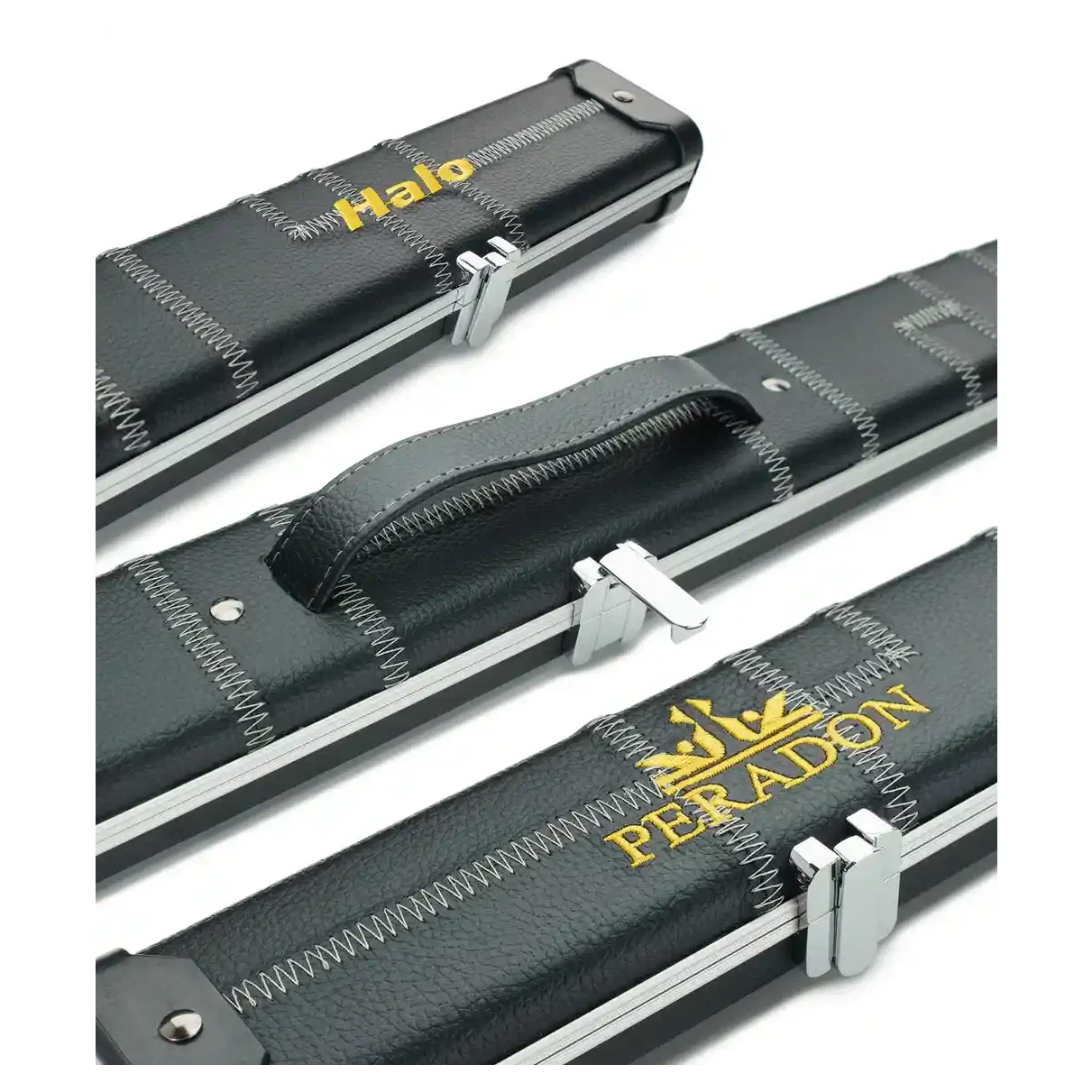 Peradon Halo Black Patch Silver Stitch ¾ Snooker Cue Case - Image 13