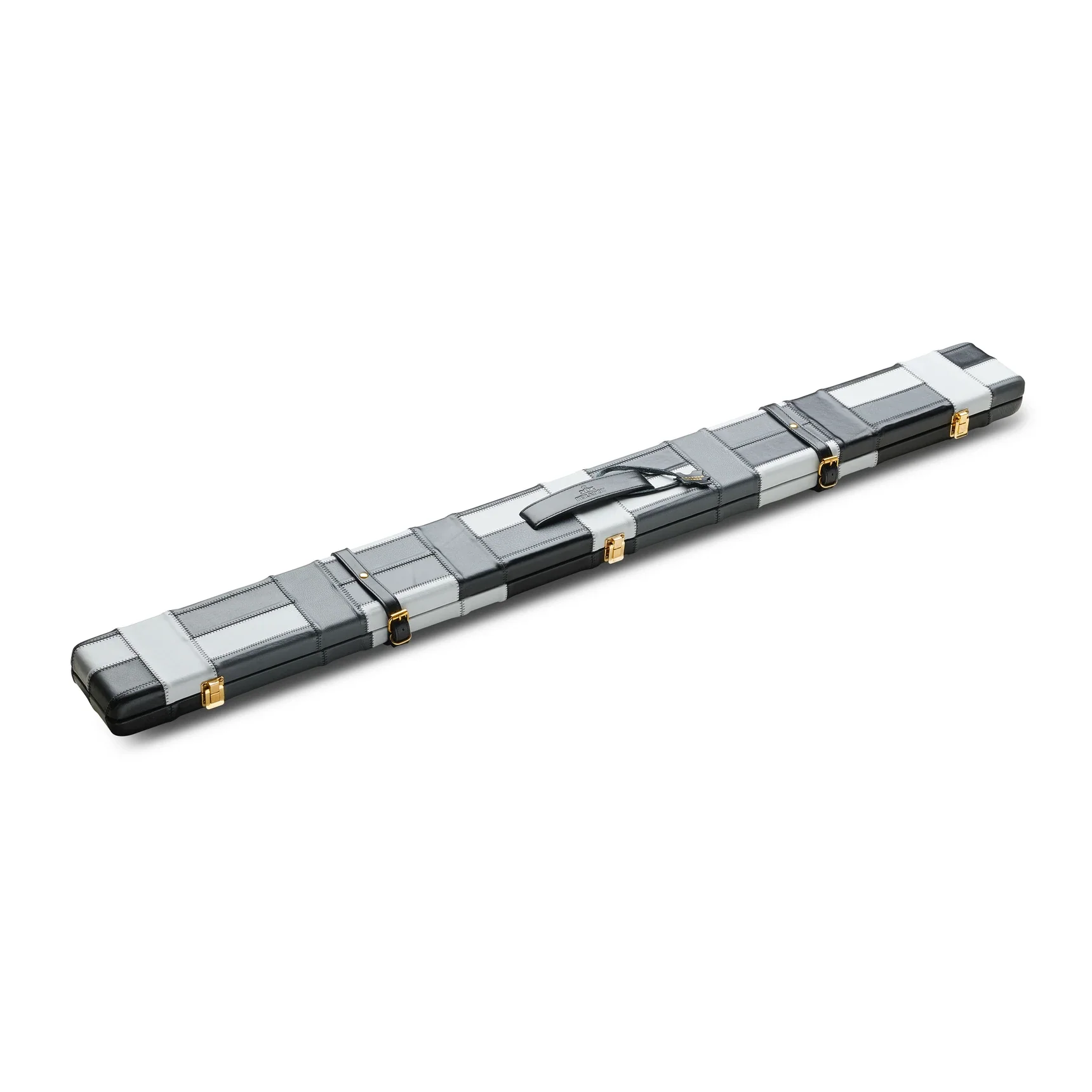 Peradon Leather Black Grey Block Pattern Snooker Cue Case for 3/4 Jointed Cues - Image 3