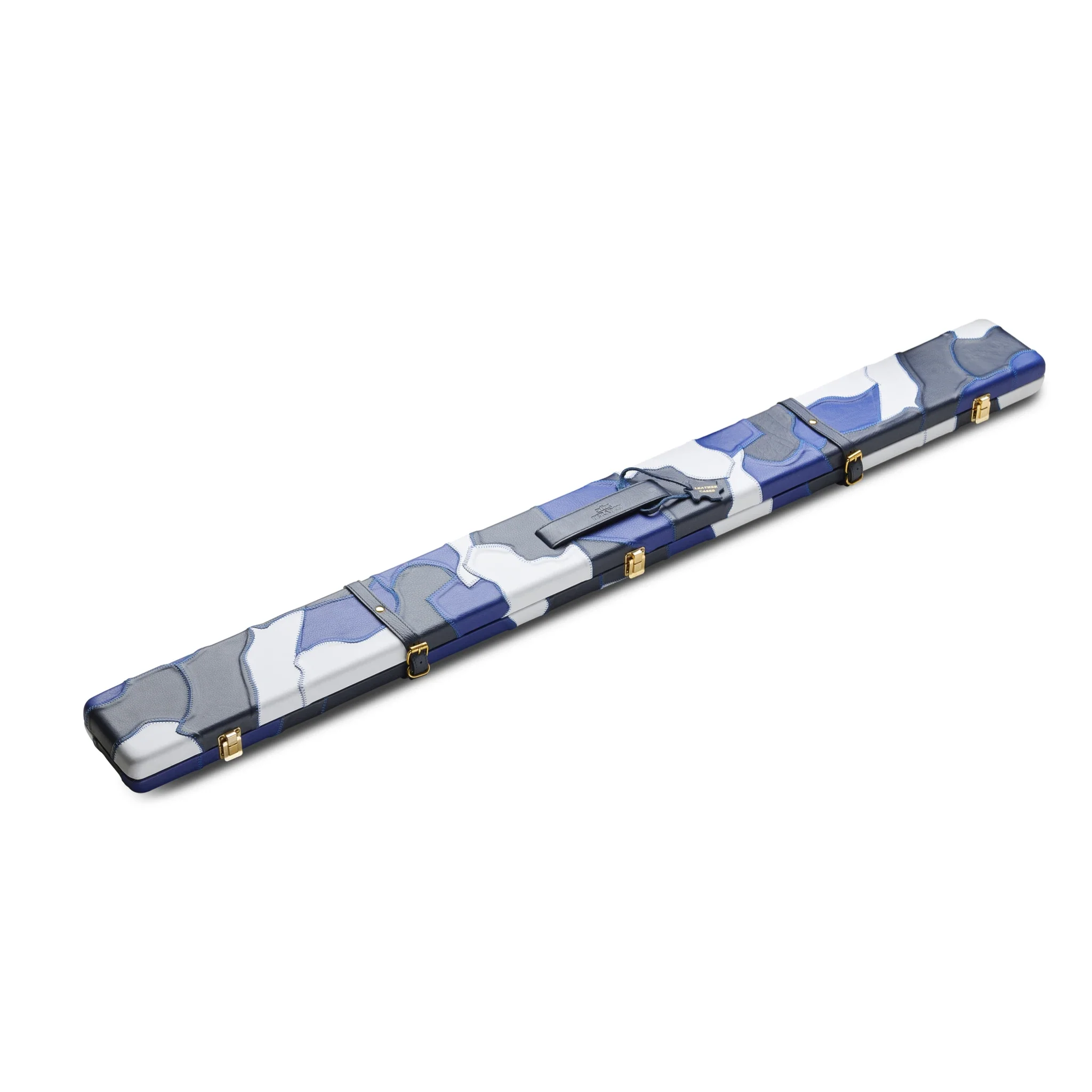 Peradon Leather Blue Camouflage Snooker Cue Case for 3/4 Jointed Cues