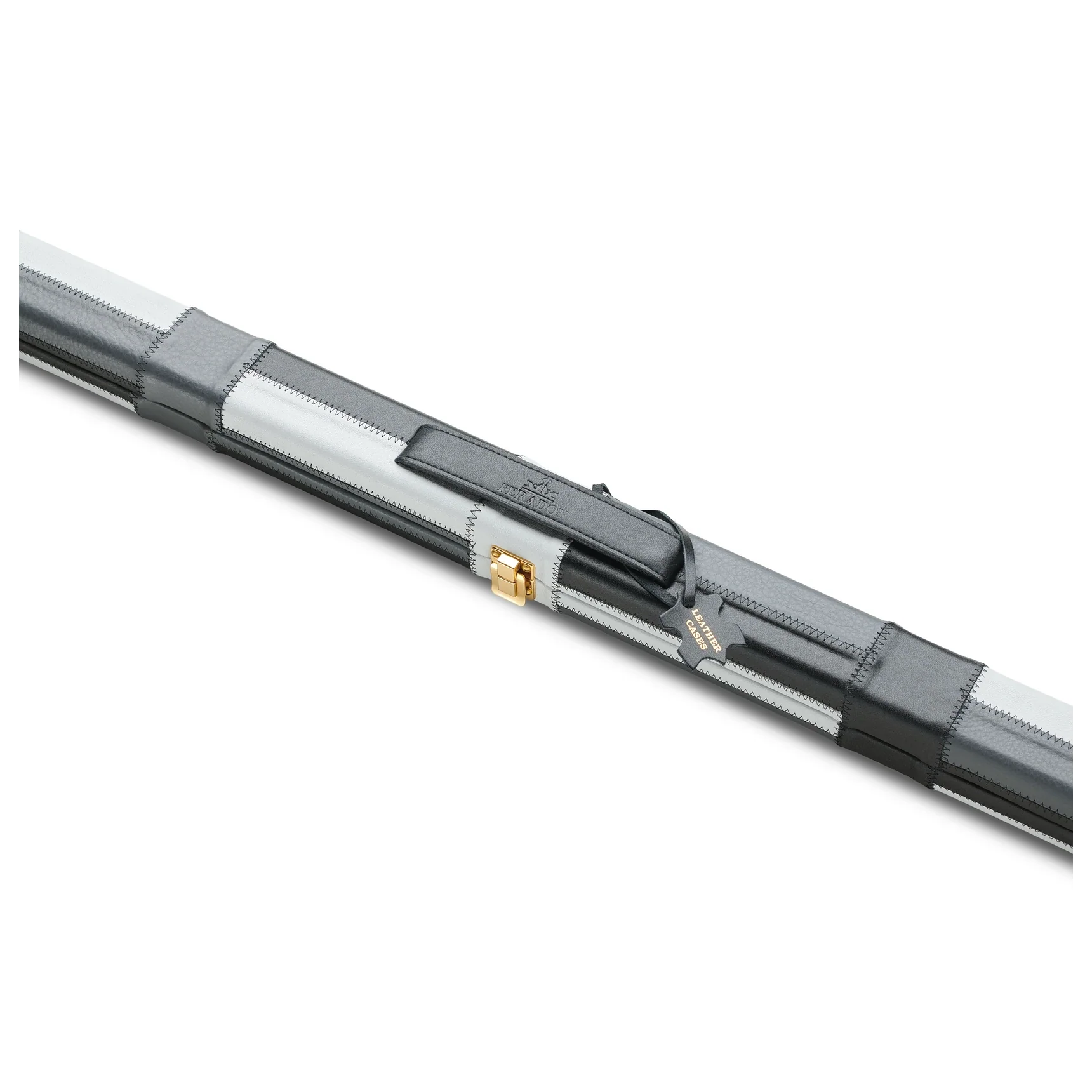 Peradon Thin Black Grey Block Leather Snooker Cue Case for 1 Piece Cues - Image 3