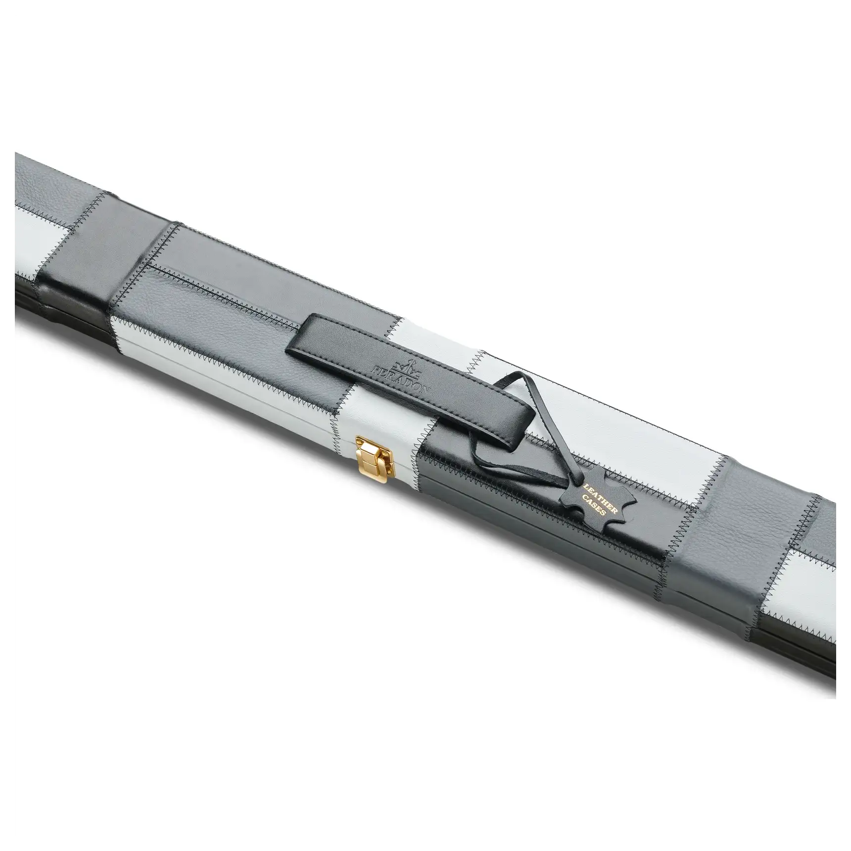 Peradon Wide Black Grey Block Leather Snooker Cue Case for 1 Piece Cues - Image 3