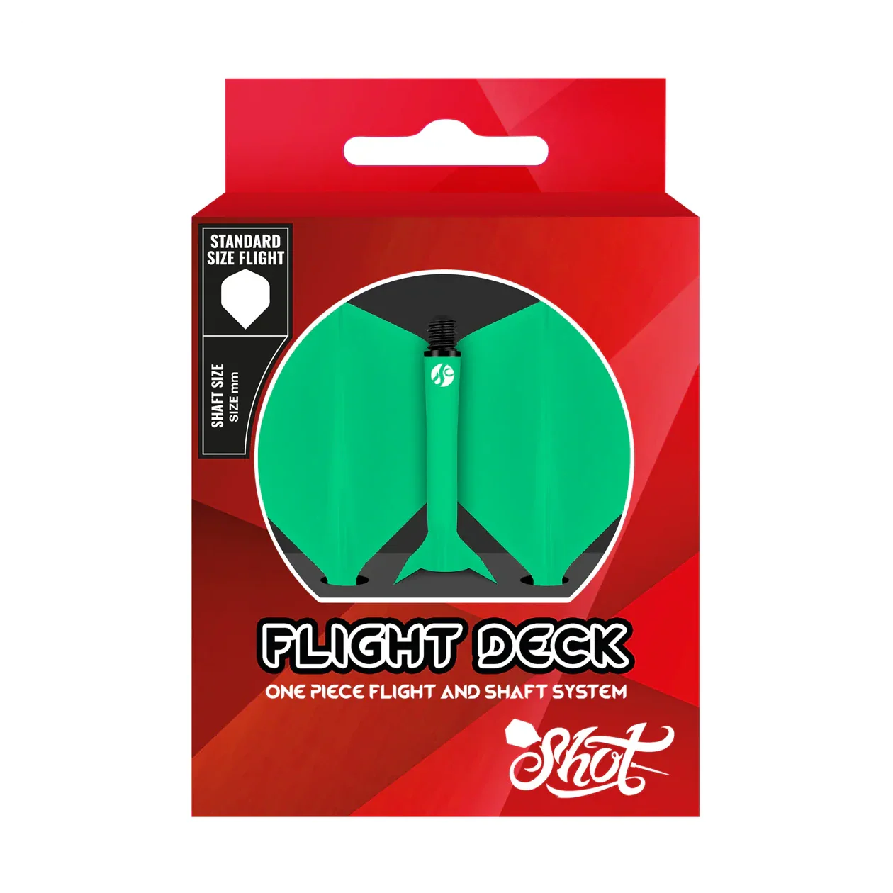 Shot Flight Deck - One Piece Dart Flight and Shaft System Green - Image 3