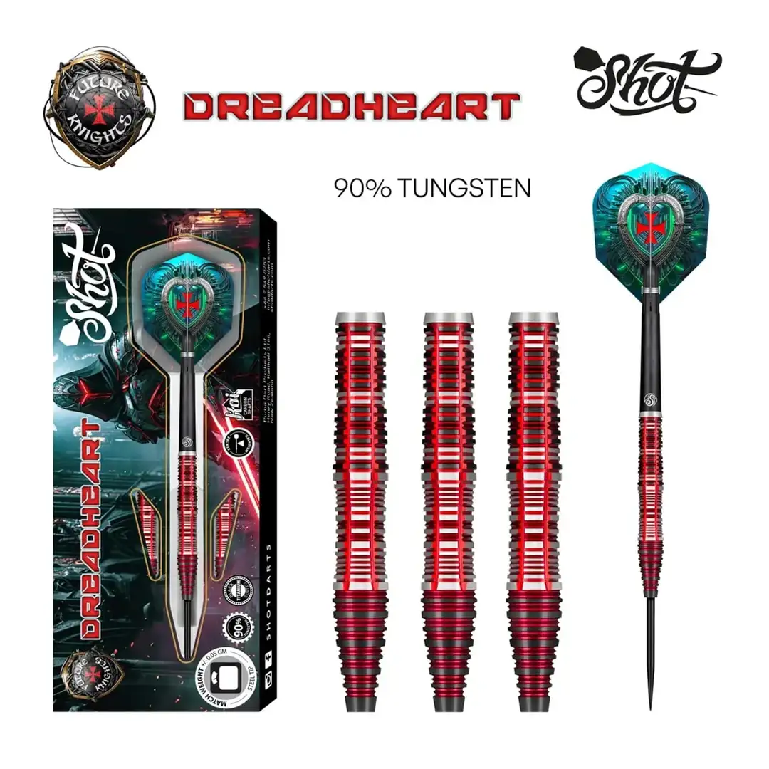Shot Future Knights Dreadheart Steel Tip Dart Set - 90% Tungsten - 24g - Image 4