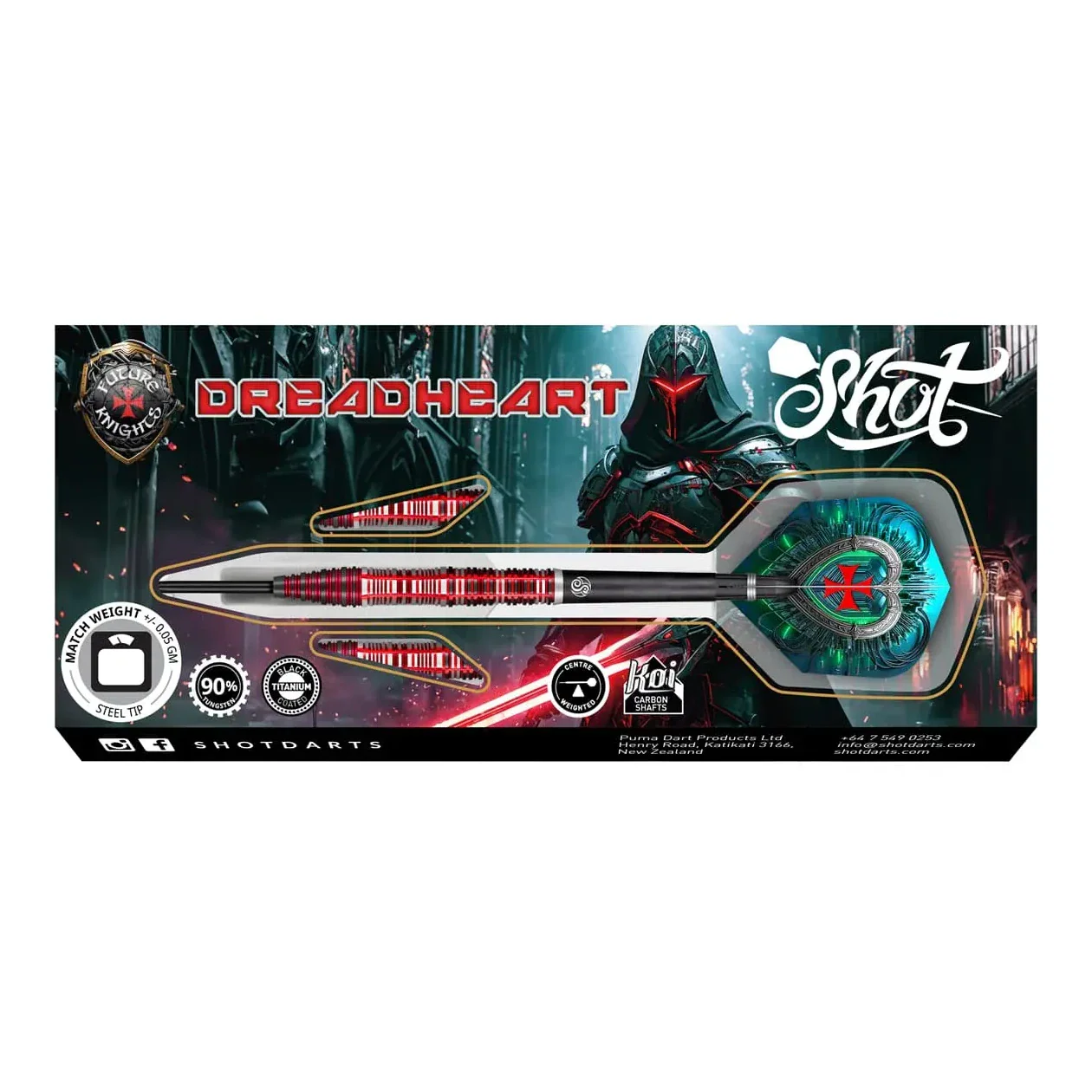 Shot Future Knights Dreadheart Steel Tip Dart Set - 90% Tungsten - 24g - Image 5
