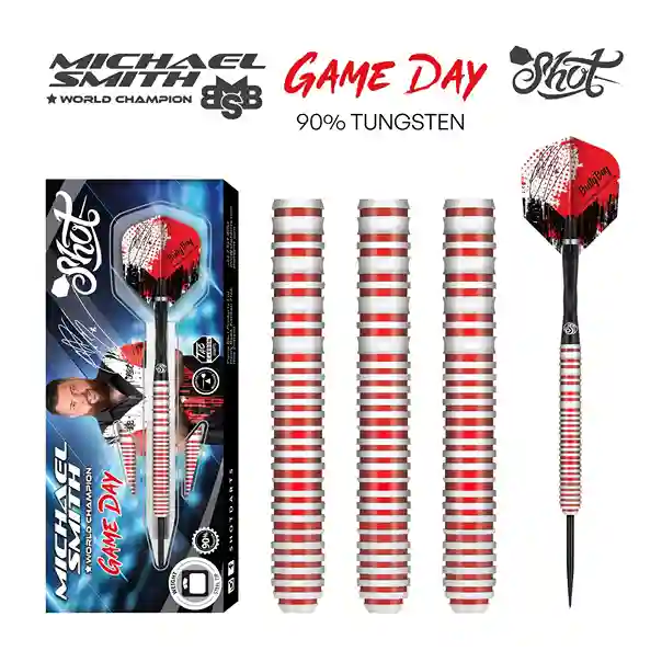 Shot Michael Smith Game Day 26g 90% Tungsten Steel Tip Darts - Image 3