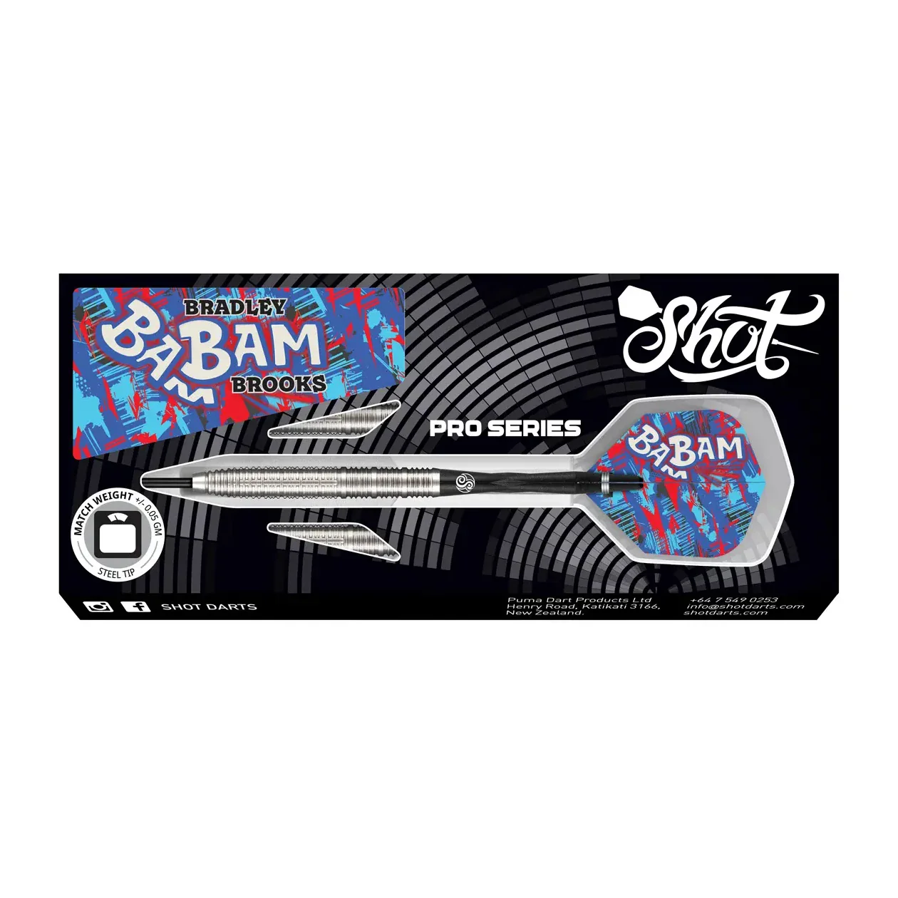 Shot Pro Series Bradley Brooks Gen 2 Steel Tip Dart Set 90% Tungsten Barrels - 24g - Image 5