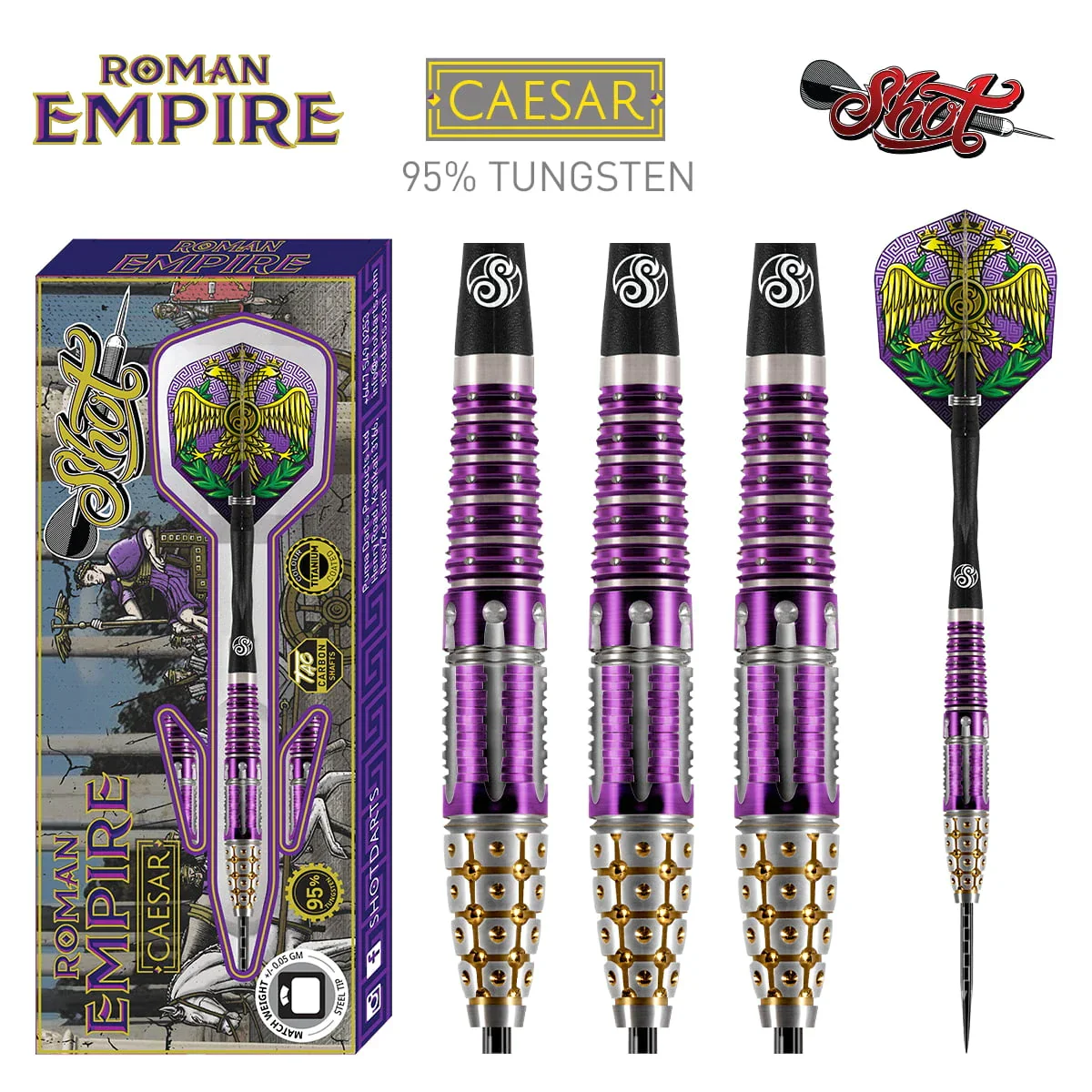 Shot Roman Empire Caesar 25g 95% Tungsten Steel Tip Darts - Image 2