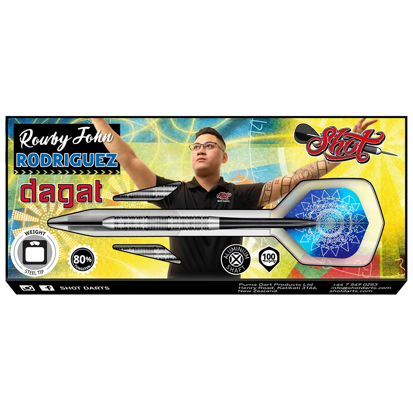 Shot Rowby-John Rodriguez Dagat 23g 80% Tungsten Steel Tip Darts - Image 2