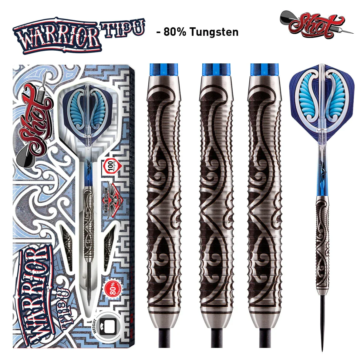 Shot Warrior Tipu 21g 80% Tungsten Steel Tip Darts - Image 2