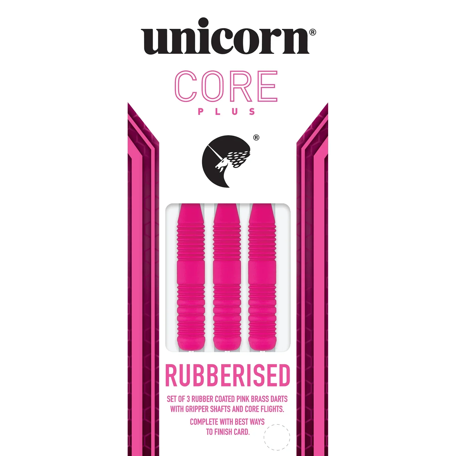 Unicorn Core Plus Rubberised Pink 24g Darts - Image 2