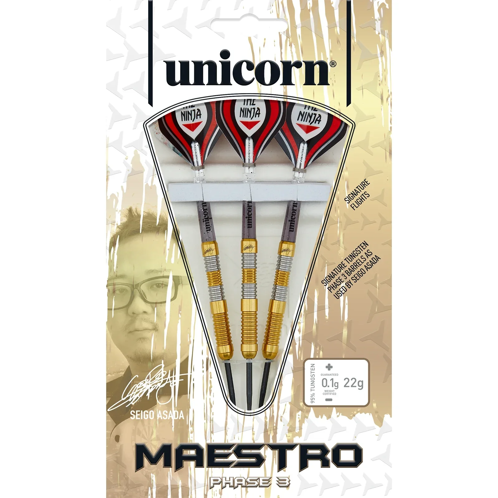 Unicorn Seigo Asada Maestro Phase 3 Gold 22g Darts - Image 2
