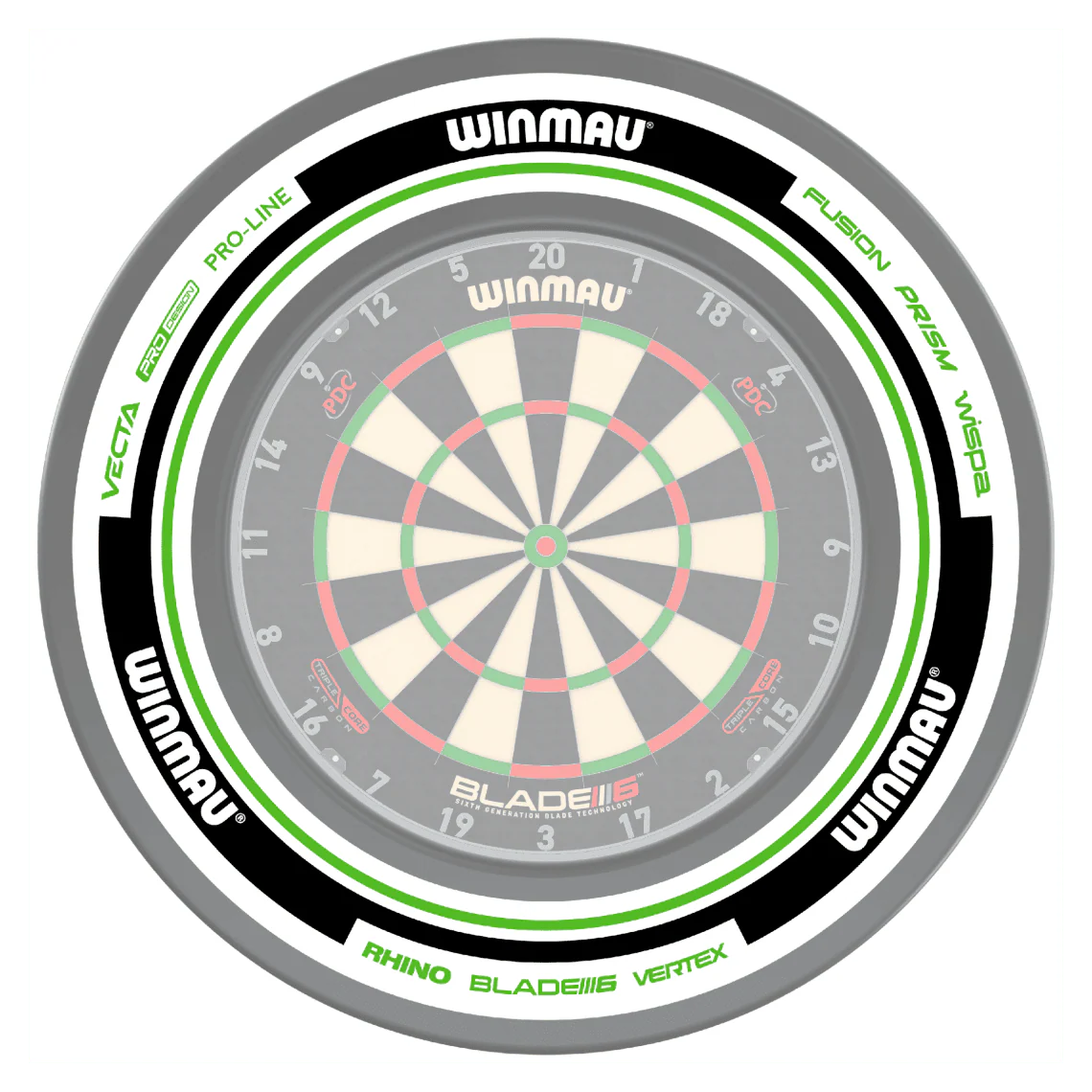 Winmau Advance White/Green Dartboard Surround - Image 2