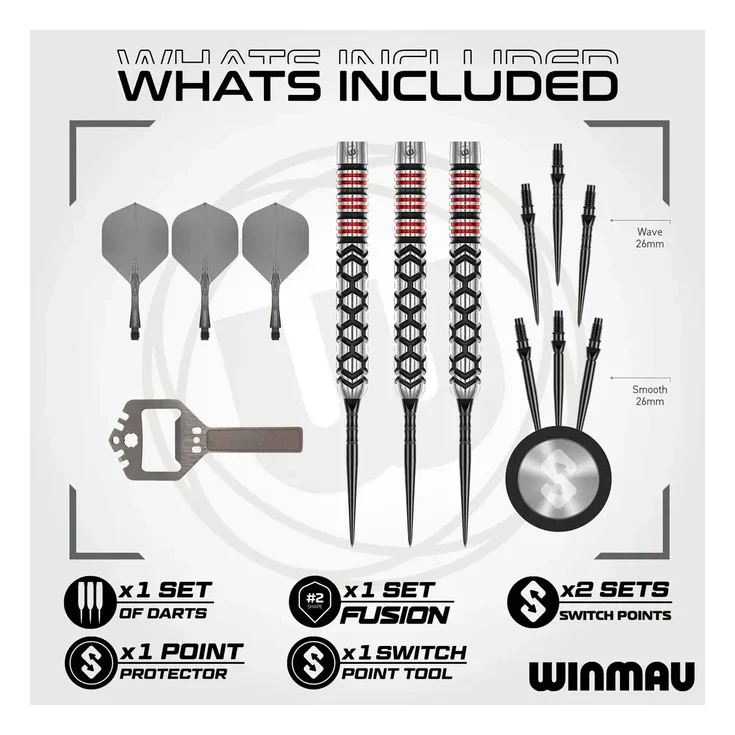 Winmau Fornax Parallel 90% Tungsten Steel Tip Darts - 24g - Image 4